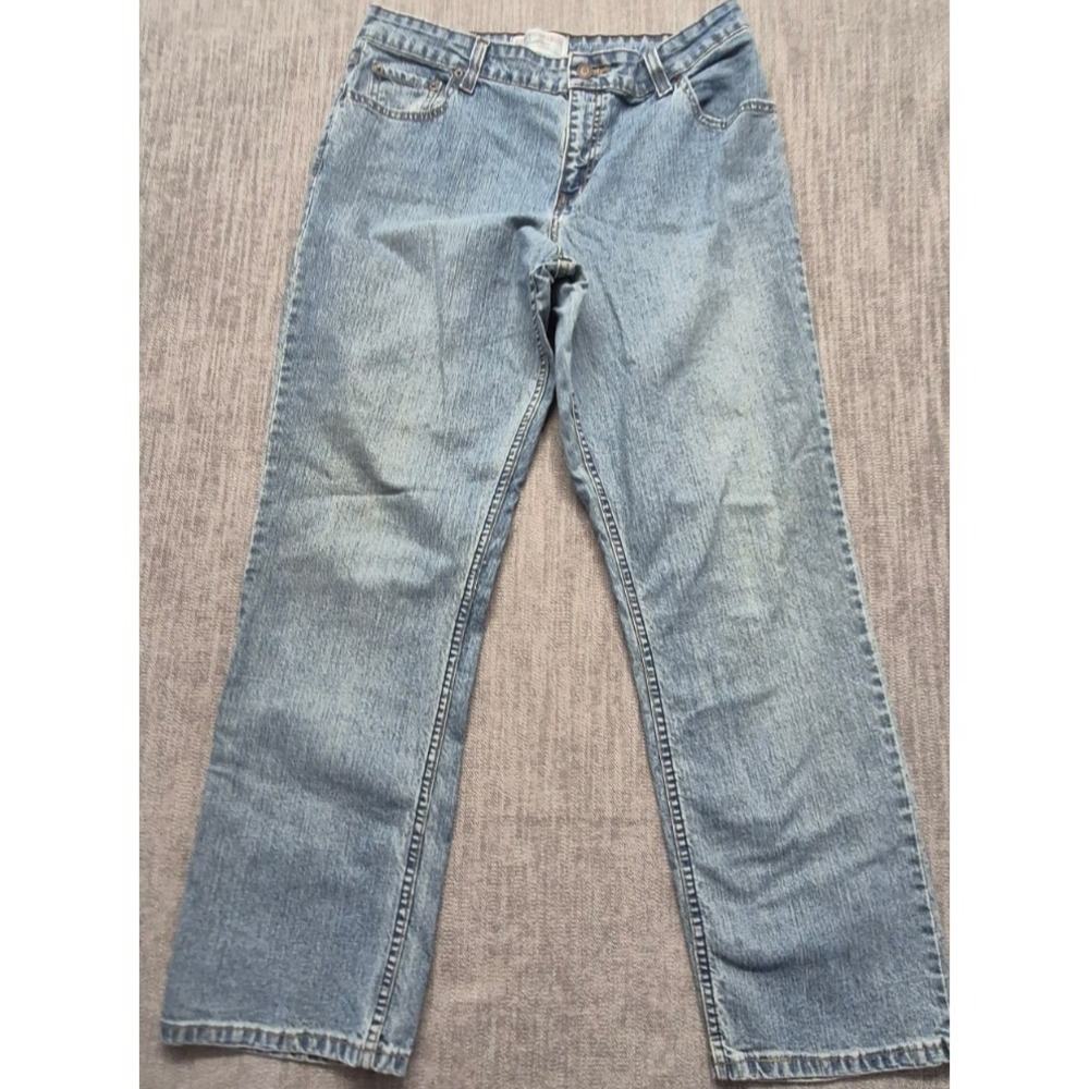 Levis women's midrise straight leg denim light wash blue jeans 14 short stretch
